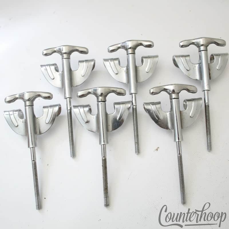 *Pearl 6x 4 1/8"Bass Drum Tension T-Rods+Claws Vintage 70s Chrome Hardware Parts image 1