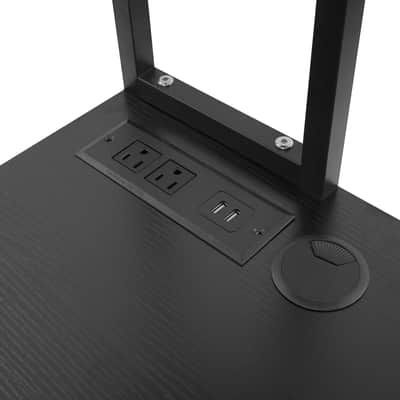 Black Corner Music Production Desk with LED Lights & Power Outlets image 5