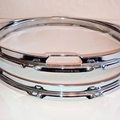 UNMARKED VINTAGE SNARE DRUM HOOPS SET 14"/10L -CHROME- FREE SHIP TO C-USA! image 4
