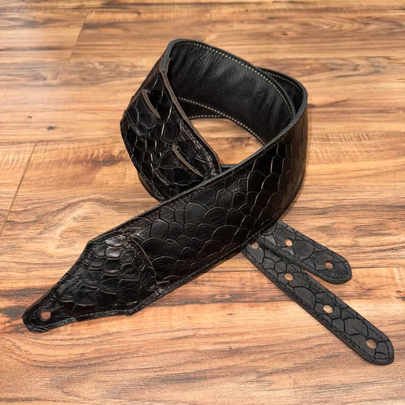 Carlino Plain Black Scale Leather Strap 2025 - Black image 1