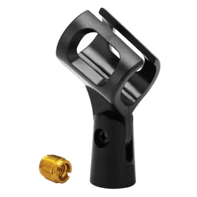 6-Pack Universal Microphone Clip Holder with Nut Adapter | Adjustable 180° Mic Stand Clamp (Black) image 2
