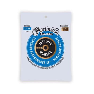 Martin Ma550 Pk3 Medium 3 Pack Authentic Acoustic Sp® Guitar Strings Phosphor Bronze image 1