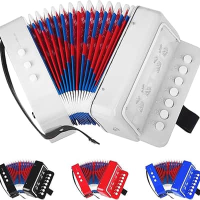Kids Accordion,Toy Accordion for Kids Ages 3 5 9 7 10 12 Child Children Toddlers Beginners Mini Accordion Musical Instrument 10 Keys Button Small for Boy Girls Christmas(White) image 1