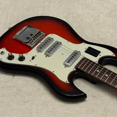 1960’s Lyle 26.5” Scale Baritone Electric Guitar Redburst MIJ Japan Conrad Burns Style RARE Model image 5