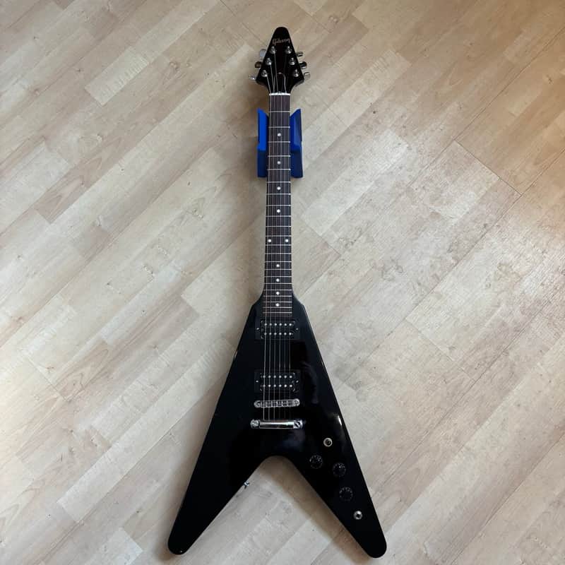 Gibson - 80s RI Flying V - Ebony w/ Brown Deluxe Gibson HD Case & Case Candy (2023-Demo) image 1