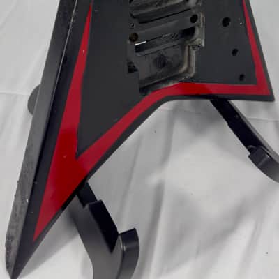 Unbranded RR Rhoads Style Electric Guitar Body 2000s - Custom Painted Black W/ Red Stripe image 3