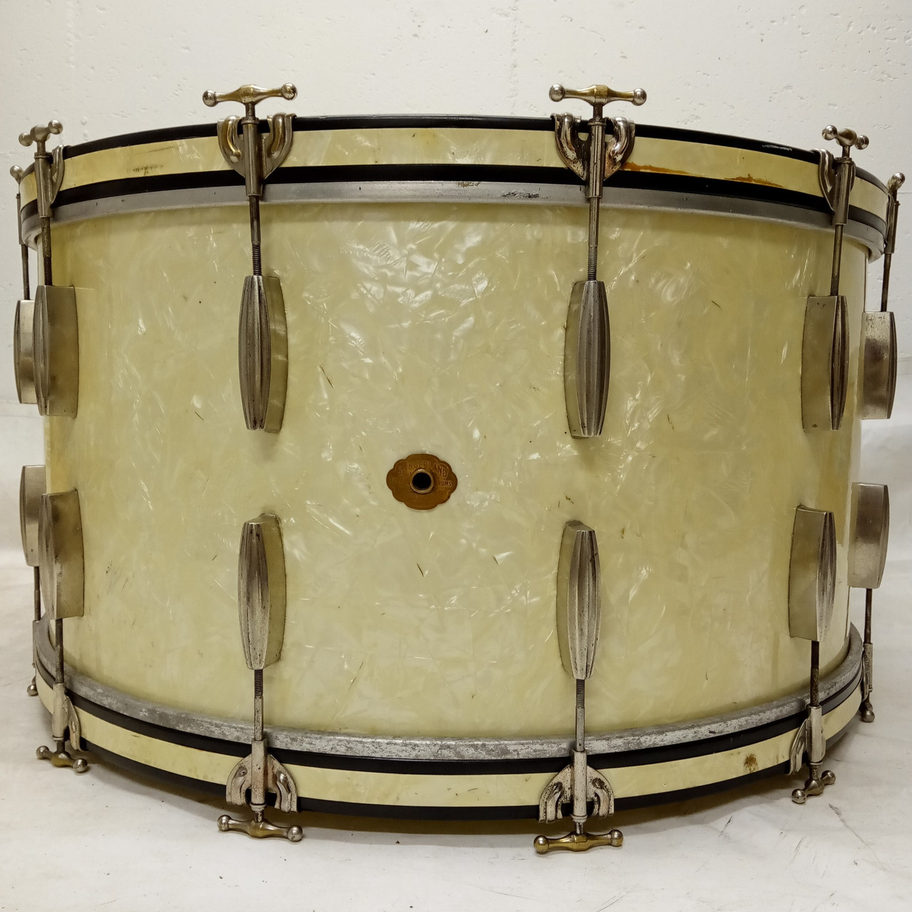 Slingerland 14x28" Bass Drum 40s Cigar 3-Ply African Mahogany Vintage Radio King — main photograph