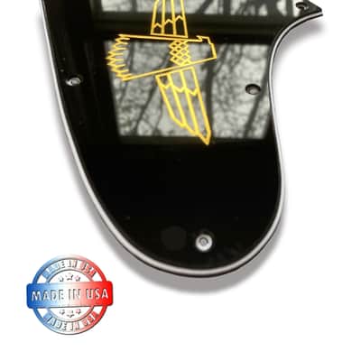 USA Made New 3 Ply Black Pickguard for 1987-1998 Gibson Thunderbird Bass + Gold Decal image 3