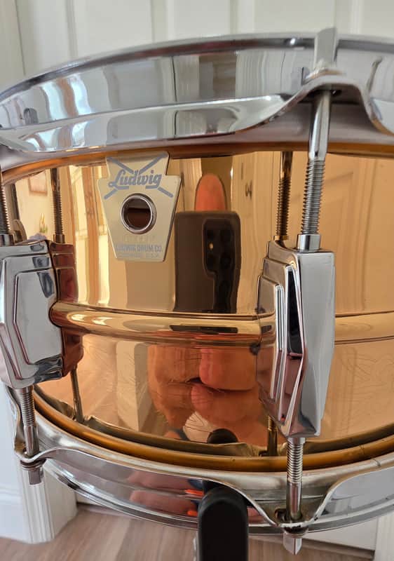 Ludwig 75th Anniversary Bronze , Engraved 6.5x14/ Chicago Badge/ 1984 - Smooth Bronze