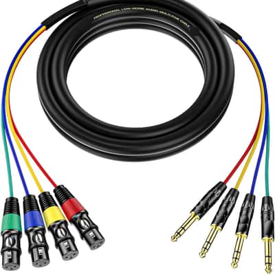 4 Channel XLR Female to 1/4 Inch TRS Snake Cables, Balanced XLR Microphone Cable to 6.35mm Jack Lead, 10 Feet 1Pack image 1