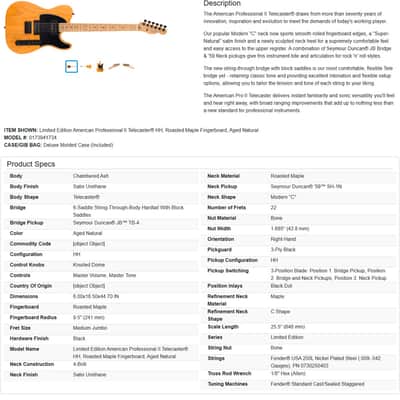 Fender American Professional II Sandblasted Telecaster HH 2025 - Aged Natural image 4