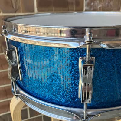 Ludwig Pre-Serial Jazz Fest Blue Sparkle Vintage 1960s Extra Deep image 5