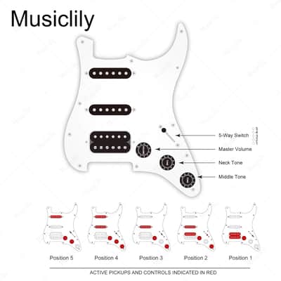 Pro Auto-Split Hss Loaded Pickguard St Prewired Pickguard With Artec Alnico 5 Single Coil Humbucker Pickups For American/Mexico Import Squier Strat Electric Guitar, 4Ply Black Pearl image 4