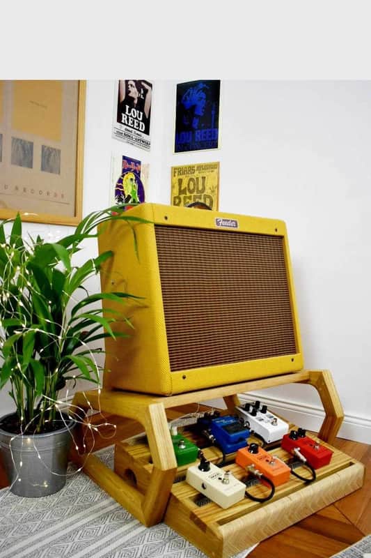 Lakefront Bright Braids pedalboard & Deluxe Amp stand set,  custom made solid wood guitar amplifier cabinet stand, mid century modern speaker stand 2024 - natural image 1