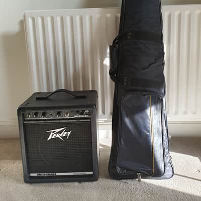 Hondo Alien Headless Bass 80s with Case and Peavey Microbass image 12