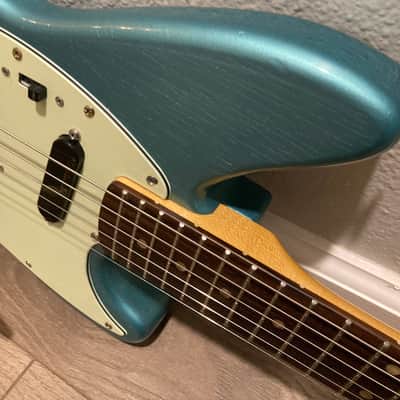 Fender/Warmoth Jag-Stang (w/ Contours) - Teal Green Metallic RELIC by Copacetic Customs image 13