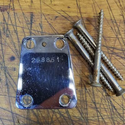 Vintage RARE 1966 EKO Model 995/2 Italy Electric Bass Guitar Neck Plate and Installation Screws Luthier Parts image 1