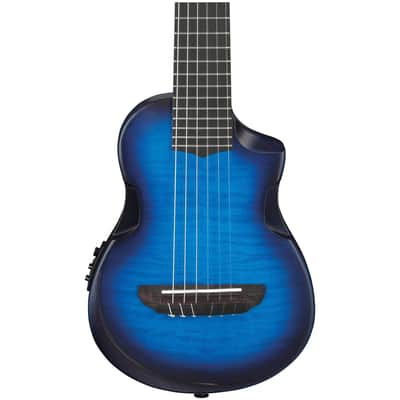 Ibanez AUP10FMNE Tenor Ukulele (with Gig Bag), Transparent Blue Sunburst image 1