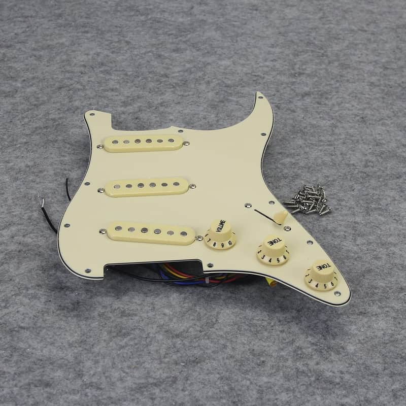 Alnico 5 Prewired Pickguard 3 Single Coil Pickups Loaded Electric Guitar Pickguard-Cream image 1