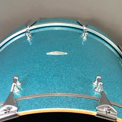 C&C Custom Drum Set Cardwell Drums USA Order Made 10/14/22 CC Rock Kit Turquoise Sparkle American Maple Shells Tube Lugs image 4