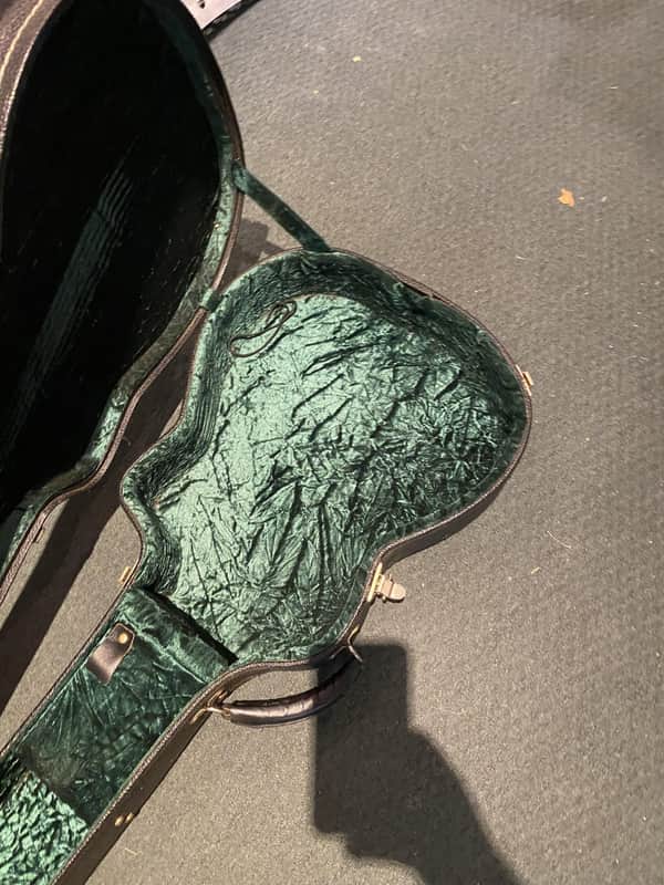 Gypsy Jazz Guitar Case - Damage on the corner!  Black exterior/Green interior image 1