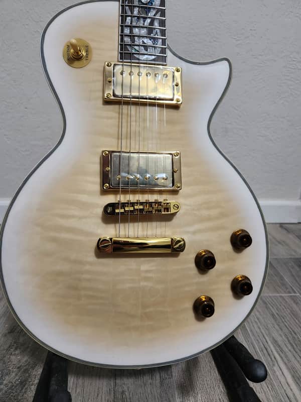 Firefly   FFLPS White Burst UPGRADED w Locking Tuners and gold metal PU Rings image 1