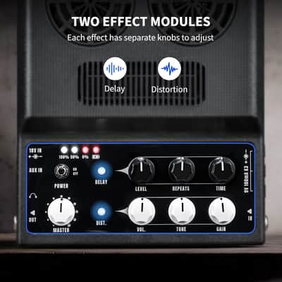 Electric Guitar Amp, Rechargeable Guitar Amp 20W, Distortion, Delay Effect, Bluetooth, Guitar Amp Combo for Daily Practice, Travel image 3