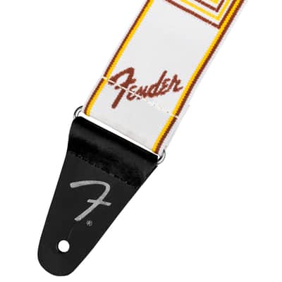 Fender 2" WeighLess Monogram Guitar or Bass Strap, Yellow and White image 2