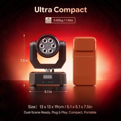 Mini Moving Head Light,30W Compact Led DJ Stage Lights with Beam,GOBO Projection,Remote Control Sound Active & DMX512 Control, Moving Head Wash for Wedding DJ Party Stage Lighting image 2