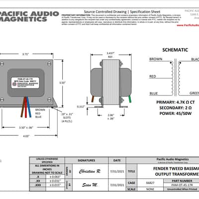 Pacific Transformer Fender Tweed Bassman Ouput Transformer 2021 image 3