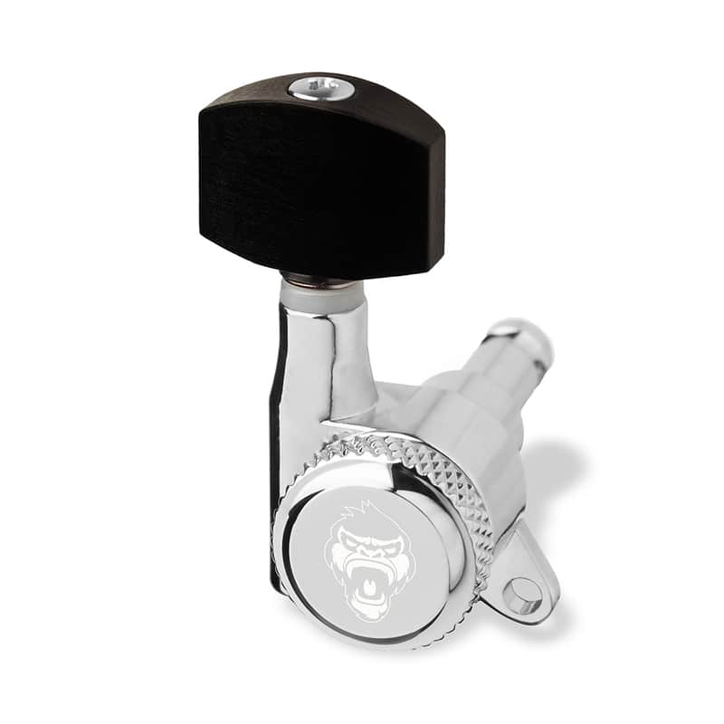 6 String Set - Guitar Monkey - Locking Tuners - Small German Ebenholz / Ebony Buttons - Chrome image 1