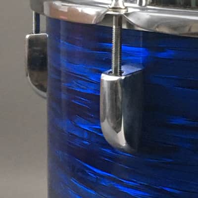 Custom Built Vintage 11x13” Power Tom Drum New Blue Oyster Pearl Wrap Chrome Lugs Aquarian Restored in USA image 3