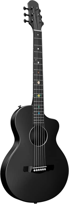 Carbon Fiber Acoustic Guitar, 38-inch Steel-string Guitarra,Durable 6-string Ultra-thin Guitar for Beginners (Black) image 1