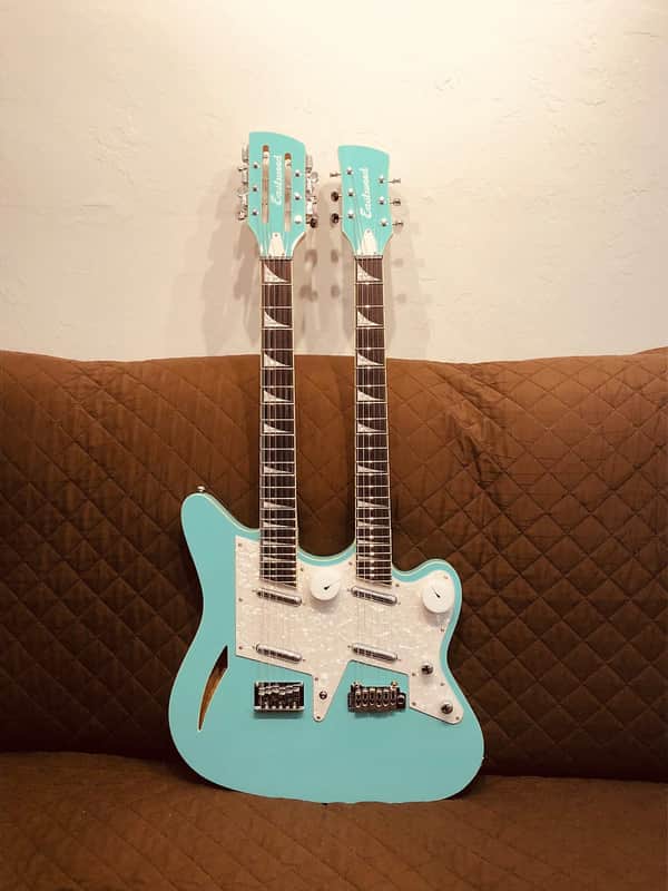 Eastwood SURFCASTER 12/6 Bound Tone-Chambered Mahogany Body Double Neck Electric Guitar w/Hard Case image 1
