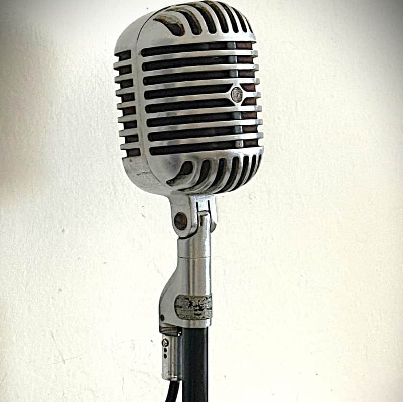 Vintage 1940s Shure Bros 55C Dynamic Microphone, works great, incl stand & cable image 1