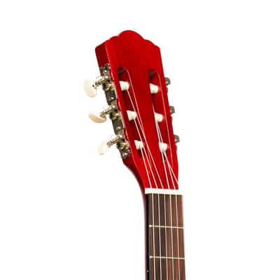 Stagg 3/4 Size Classical Guitar With Linden Top In Vibrant Red image 6