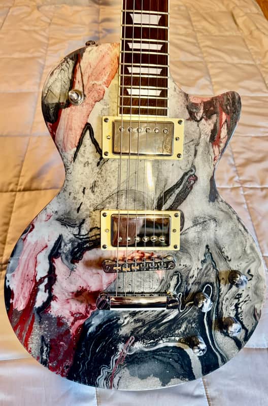 CeJota USA Custom - LP style Electric Guitar - Unique Glow in the Dark/Hydrodipped Finish image 1