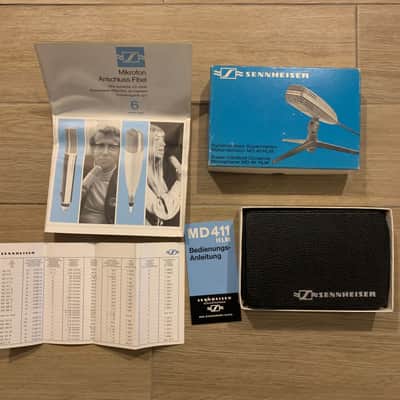 Vintage Sennheiser MD 411 HLM - mint with original box, pouch, stand and papers image 2