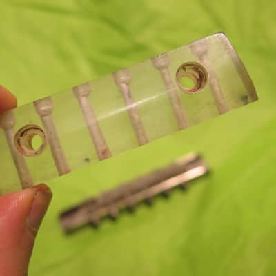 vintage 1960's clear Lucite bridge + tailpiece for solid body electric  - WHO MADE THIS??? image 4