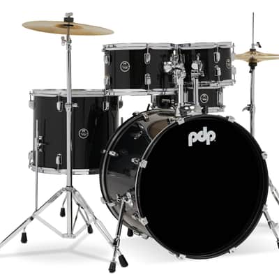 PDP Center Stage 5-Piece Drum Kit with Hardware Cymbals and Throne - Iron Black (PDCE2215KTIB) image 2