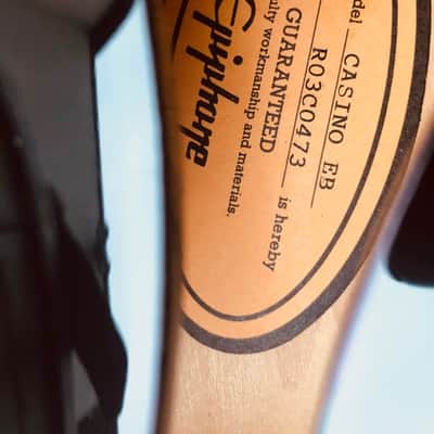 Epiphone Casino Ebony Black (Reissue) EB 2003 Peerless Korea Built image 3