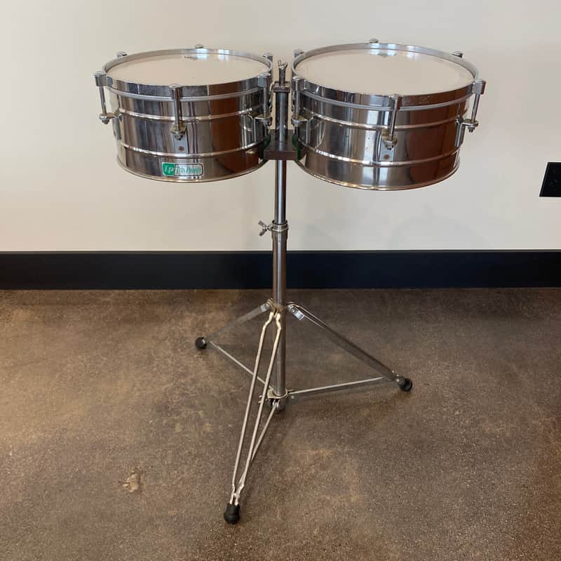 Latin Percussion LP255-S Tito Puente Signature 12/13" Stainless Steel Timbales with Stand - Steel/Chrome image 1