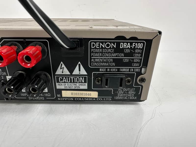 Ampli Stéréo Denon DRA-F100 – Vintage 1999, 2x30W RMS, Remis à Neuf, Look Argenté