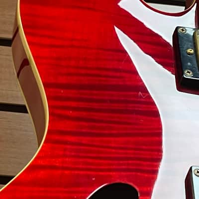 Epiphone Dot Deluxe Flame Top in Transparent Red 2003 w/OHSC image 5
