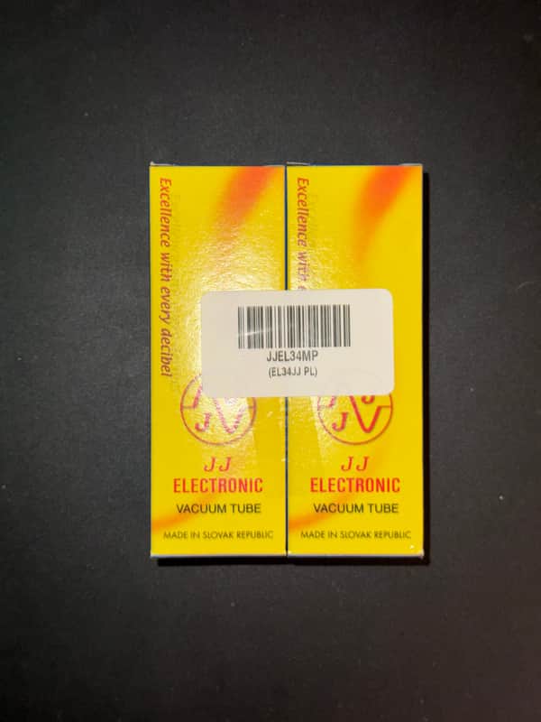JJ Electronic EL34 Power Tube Apex Matched Pair 2010s - Clear Glass / Black Base image 1