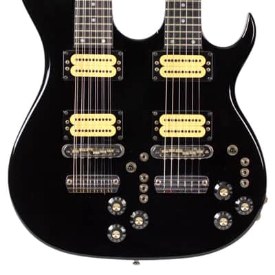 1984-85 Carvin DN612 6/12 String Doubleneck Guitar Black w/Hard Shell Case #17848 image 3