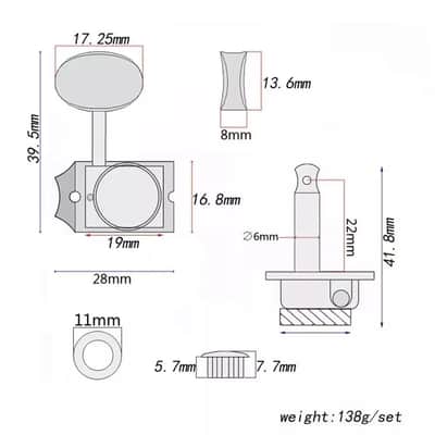 Strat/Tele 6-Inline Locking Tuning Pegs – Vintage Style, Nickel Finish, 14:1 Gear Ratio, Right-Handed image 4