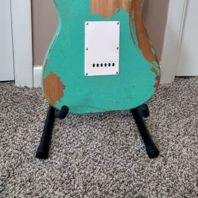 Sawtooth ES Alder Body Relic Surf Green Stratocaster with New Padded Gig Bag and Leather Strap image 17