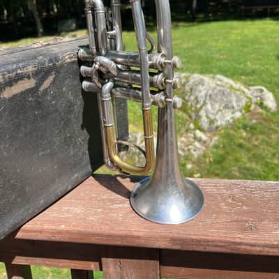 Conn “Conqueror” Cornet – C.G. Conn Elkhart IN – Silver Plate – Serial #109438 – ca. 1908 – Complete with Original Case & Mouthpiece image 11