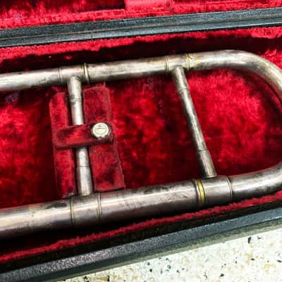 1930’s H.N. White New Porportion King Trombone Vintage, Crystal-Silver Finish, USA Made, Comes w/ Vintage Correct Case image 7